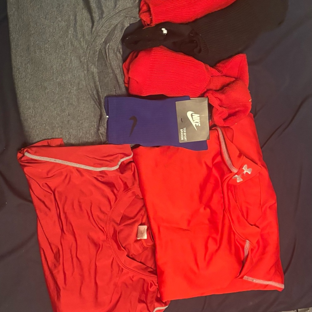 Nike Blue Socks with Red and Gray Shirts